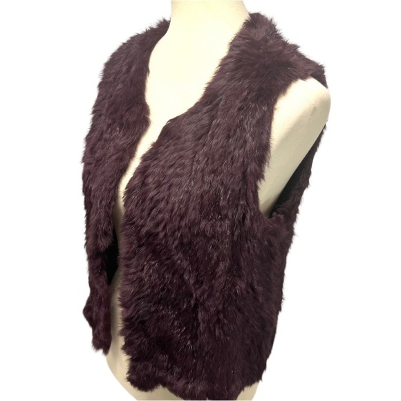 525 America Luxe Rabbit Fur Eggplant Purple Vest Women Medium - Picture 4 of 10